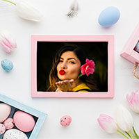 Efekt - Pink photo frame on Easter