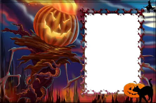 Photo frames. Halloween evil pumpkin