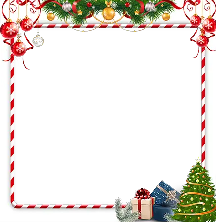 Photo Frames. Bright Red And White Frame With A New Year Decorations
