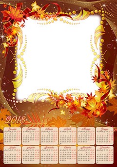 Calendar 2018. Magic Autumn leaves Calendar 2018. Magic Autumn leaves