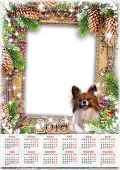 Calendar 2018. Lights and a dog Calendar 2018. Lights and a dog