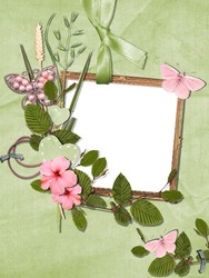 Photo frames. Pink butterflies