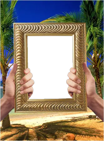 Photo frames. Uninhabited island