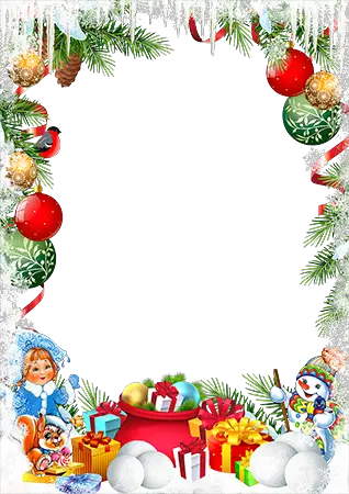 Photo frames. Holiday snow maiden and snowman