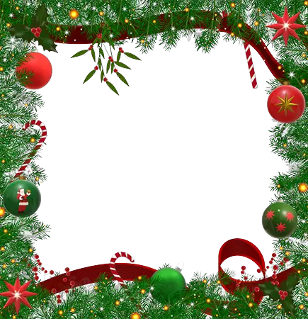 Photo frames. New Year border with red and green balls