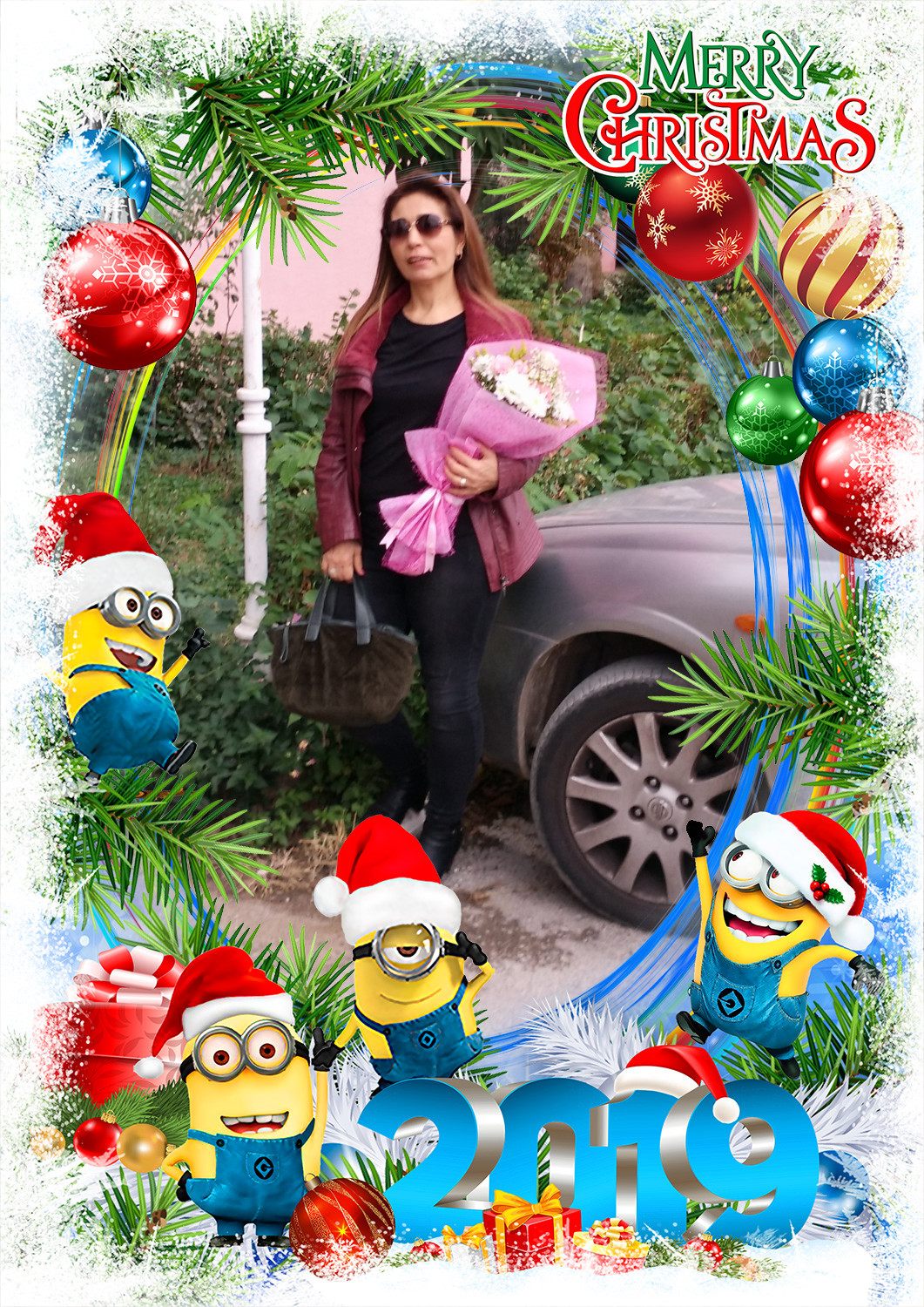 Photo frames. Merry Christmas 2019. Festive minions 49260699
