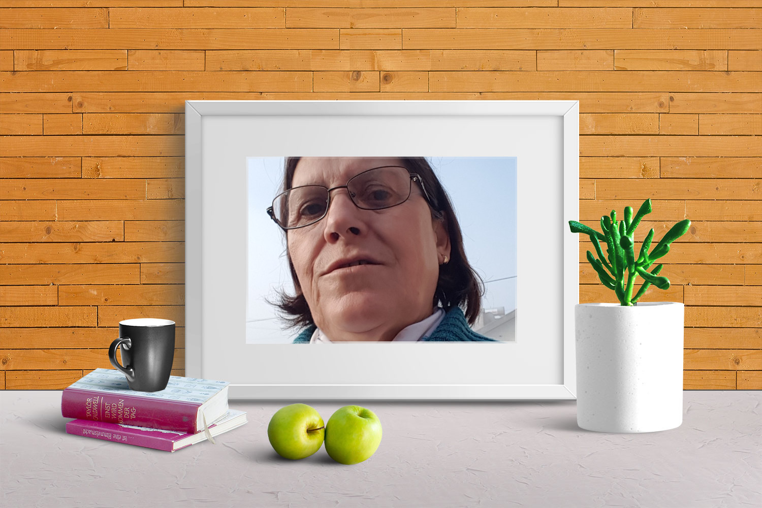 Photo frames. Photo frame and two apples | 55150138