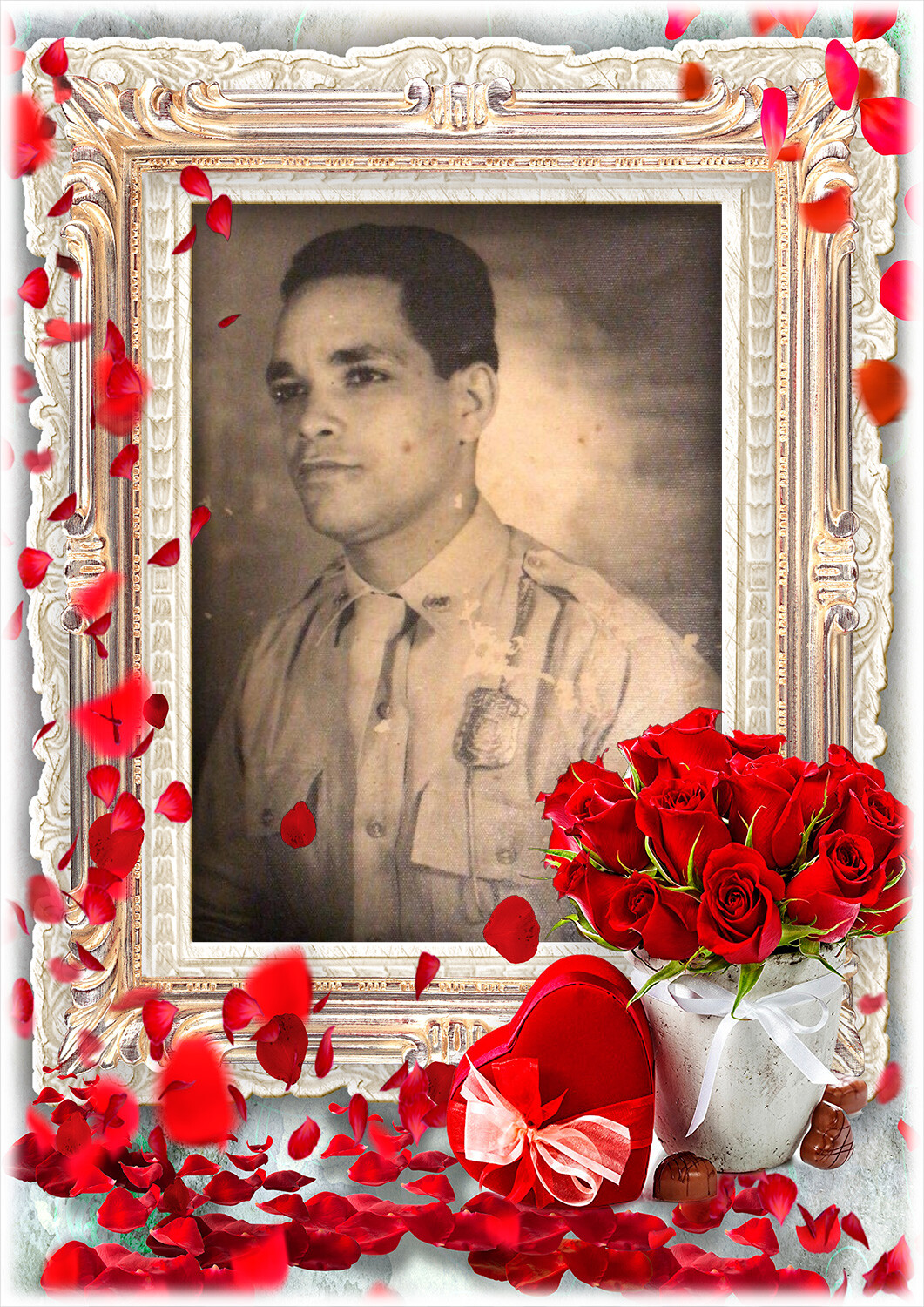 Photo frames. Valentines Day with roses petals 58988797