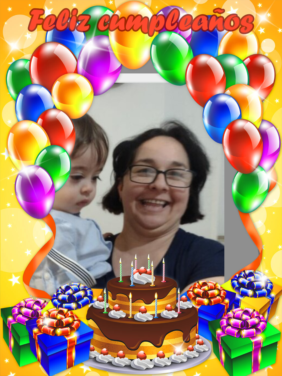 Photo frames. Birthday cake with balloons 59478956