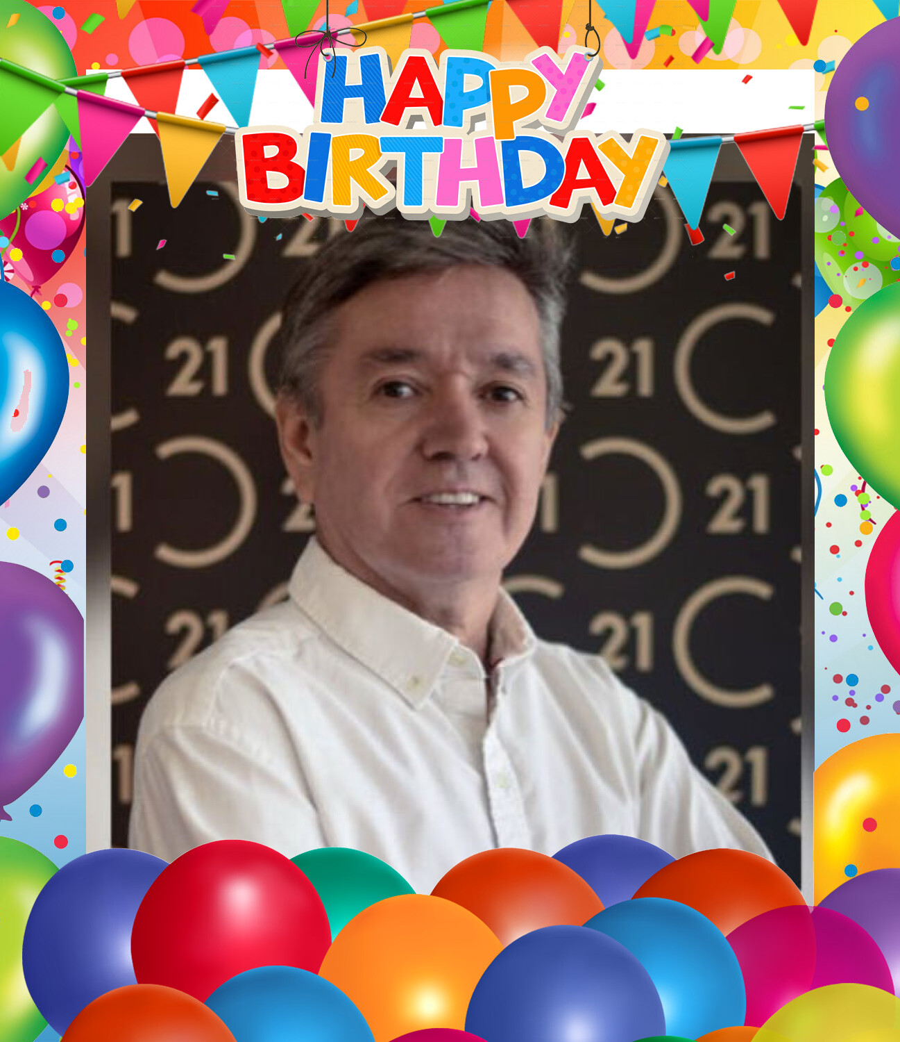 Photo frames. Birthday party with balloons 63024982